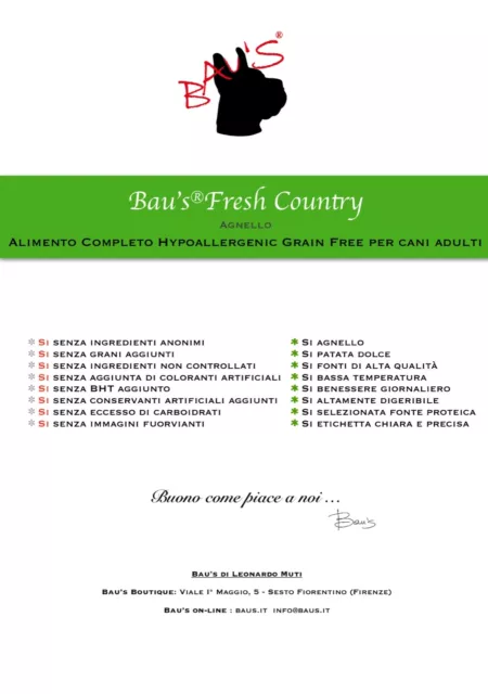 BAU'S Fresh COUNTRY AGNELLO PATATE grain free MONOPROTEICO crocchette PER CANI