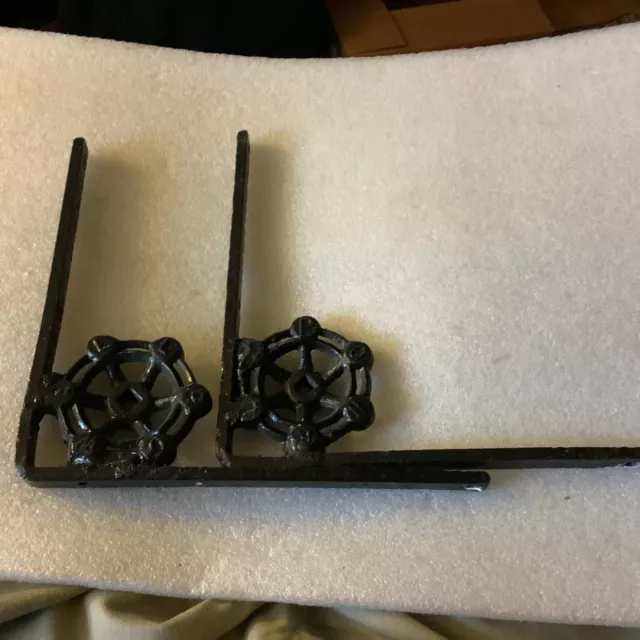Vintage Powell Water Valve Turn Off Handles Cast Iron Book Shelf Hangers