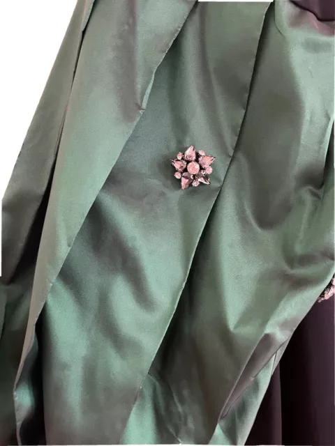 Maxi abito nero verde Abaya/Jubba impreziosito maniche puff 2