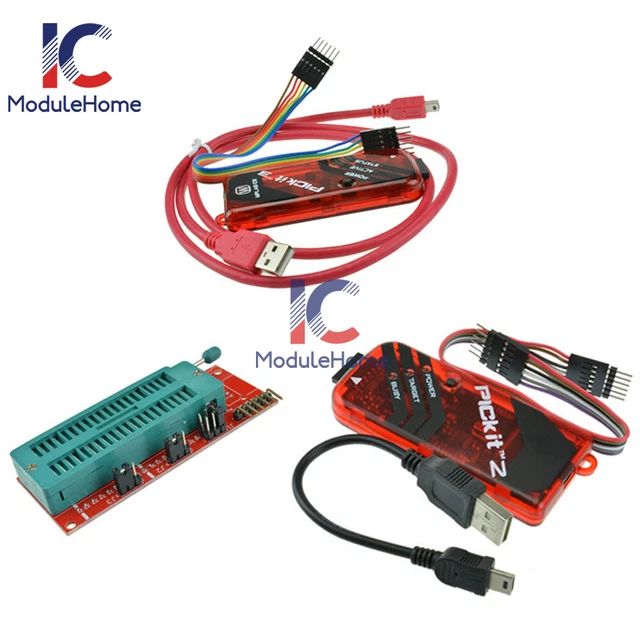 PICkit 3 + PICkit 2 Kit Programmeur PIC Universel Avec Câbles - Débogueur Émulateur Pour Microcontrôleurs