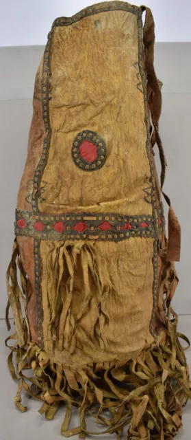 Antique Handmade Bedouin Yemeni Leather Goods Carrier