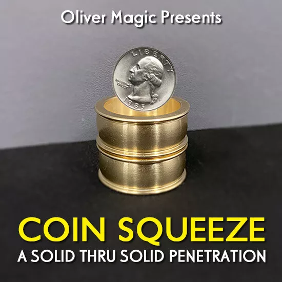 Coin Squeeze by Oliver Magic Gimmick Close up Magic Tricks Solid Penetration Fun