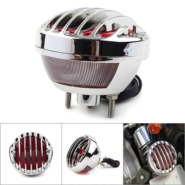 Chrome color Tail Brake Light for Harley Bobber Rat Custom Chopper Hot Motor