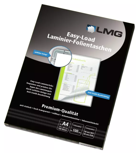 LMG LMGE-A4-100 Laminating Films Easy Entry a4, 216 x 303 mm, 2 x 100 microns, 1