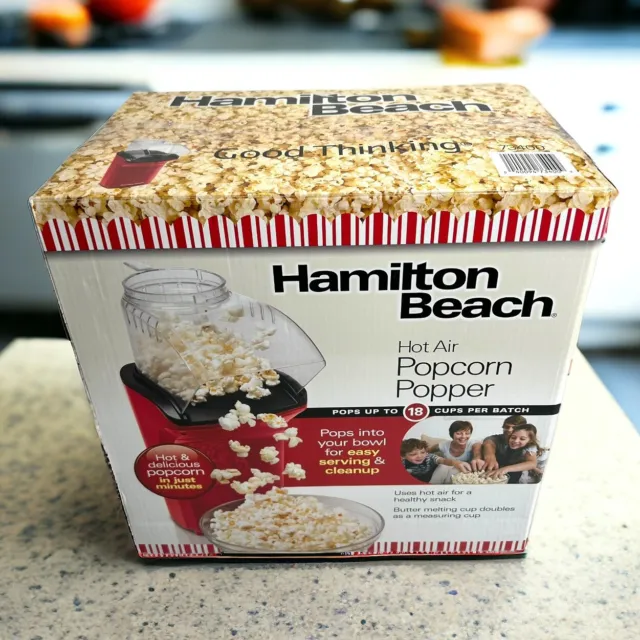 Hamilton Beach Electric Hot Air Popcorn Popper 18 Cup Red 73400 Open Box Unused