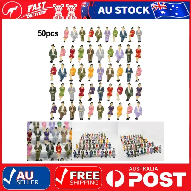 50 pcs Sitting Figures Scale 1:32 Model Figures People Track 1 Painted