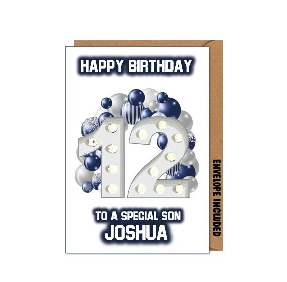 PERSONALISED 12TH BIRTHDAY Card Son Grandson Nephew Brother Cousin ...