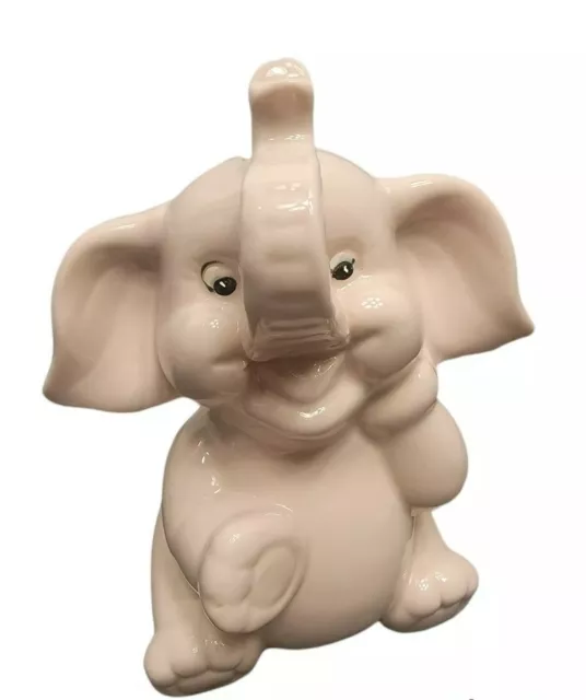 Vintage Ceramic Pink Elephant Piggy Bank Coin Bank Saving Child Children 4-1/2"