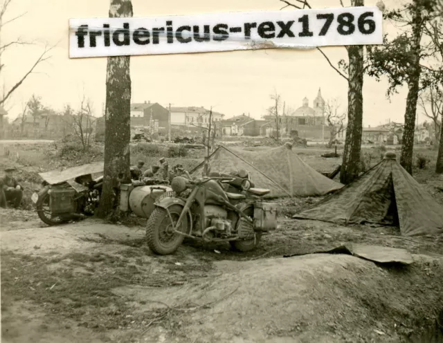 B38 Foto GrenRgt503 Ostfront Krad Motorrad Zeltlager vor Jelnja HKL