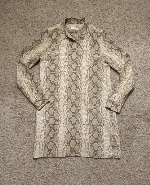 Equipment Femme Women’s Snakeskin Print Silk Long Sleeve Shirt Dress Medium EUC