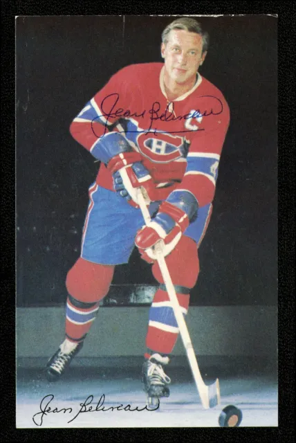 1983 Jean Beliveau Twice Autographed Signed Stat Message Back Canadiens Postcard