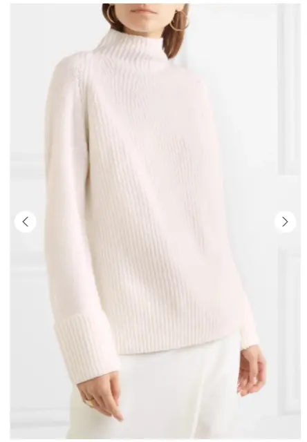 Vince Ribbed Wool Turtleneck Ivory Sweater  S