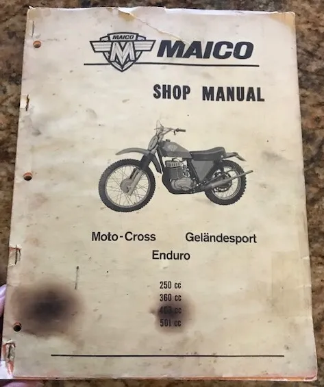 Maico Motorcycle  Shop Manual 250cc, 360cc, 400cc, 501cc