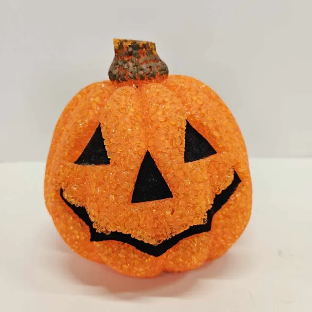 Vintage Seasons Melted Plastic Popcorn Pumpkin Halloween 7” Battery Working