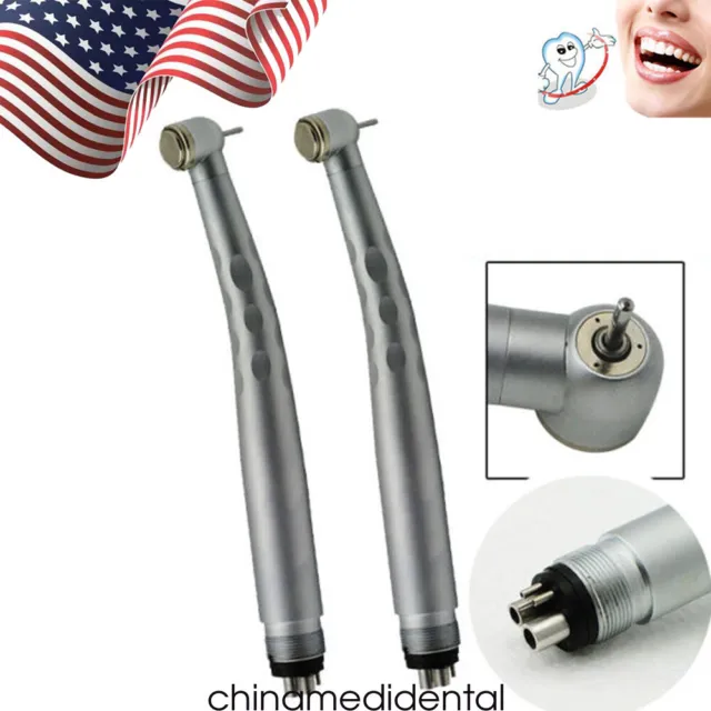 2pcs Dental Fast High Speed Handpiece Standard Push Button 3-Way Spray 4H USA A+