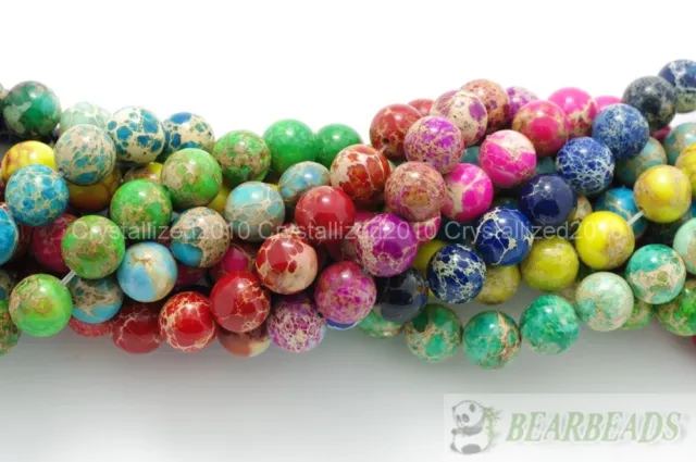 "Perles à billes rondes sédiments marins naturels jaspe 6 mm 8 mm 10 mm 12 mm 15,5" 3