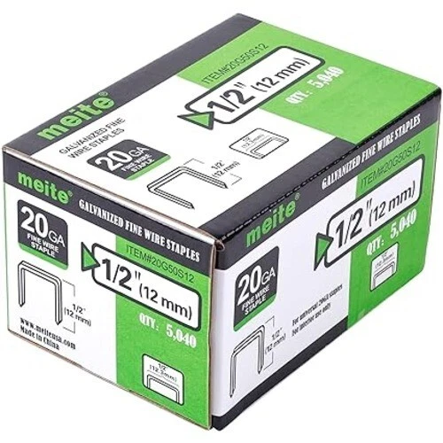 meite 20 Gauge 1/2-Inch (12.5mm) Crown 1/2-Inch Length Upholstery Staples for St