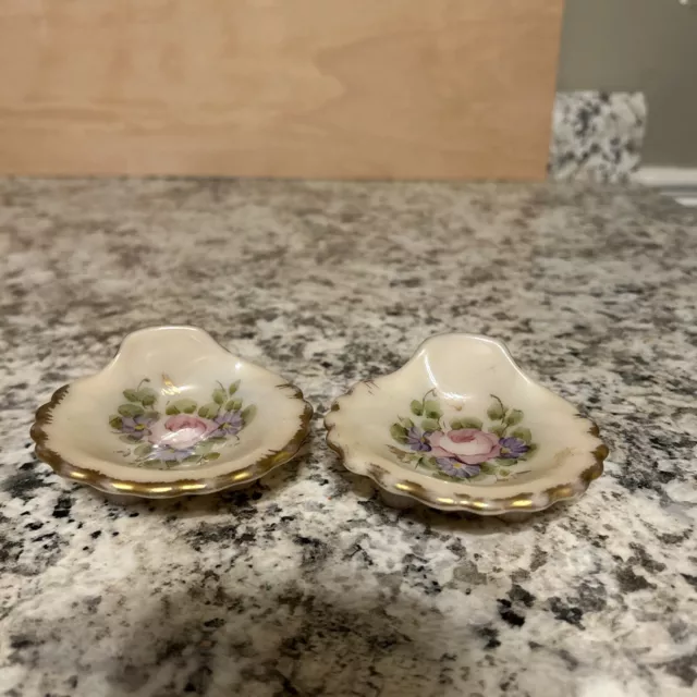 Cambridge Vintage Crown Tuscan Pink Footed Seashell Compote set of 2