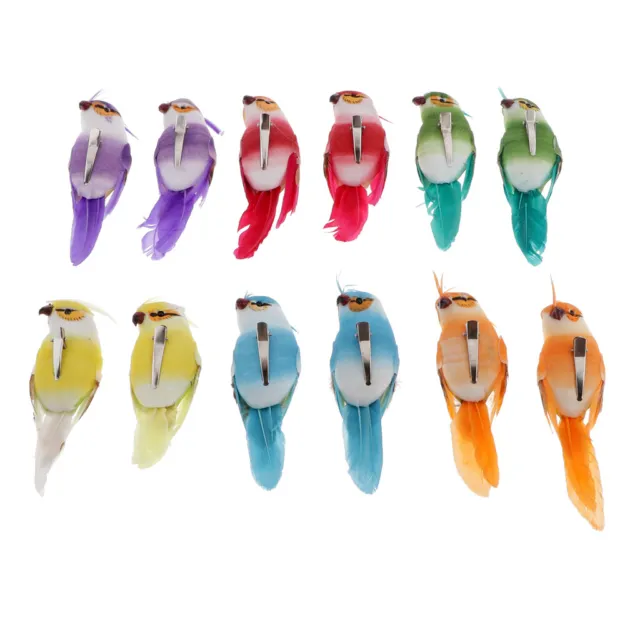 12pcs bunter künstlicher Vogel Künstlicher Vogel dekorativer Vogel mit