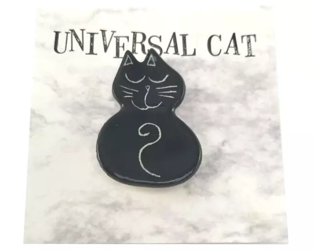 Studio Art Ceramic Black Cat Kitten Kitty, Brooch Pin, by Renee Ramsey