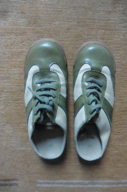 Chaussures mules baskets/tennis ouvertes Zara cuir vert kaki et tissu beige T 37
