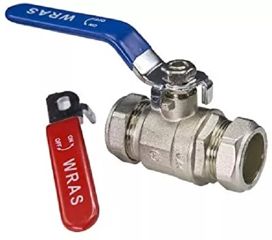 Lever Ball Valve Full Bore Blue & Red Handle Included 15mm / 22mm / 28mm