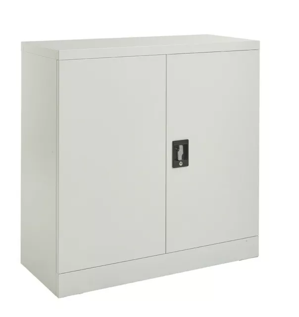 Steel Storage Cabinet 2-Door Lockable Bookcase Filing Cabinet Office Home - Grey