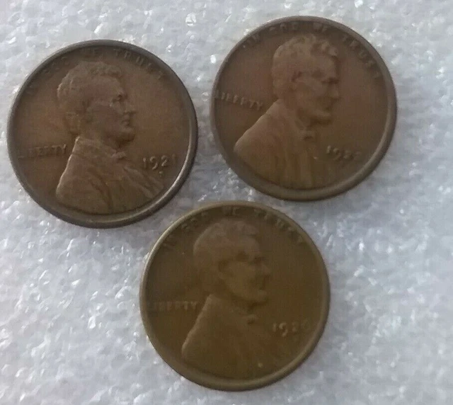 1921 S 1923 S 1926 S 1C Lincoln Wheat Cents  -Tough Dates