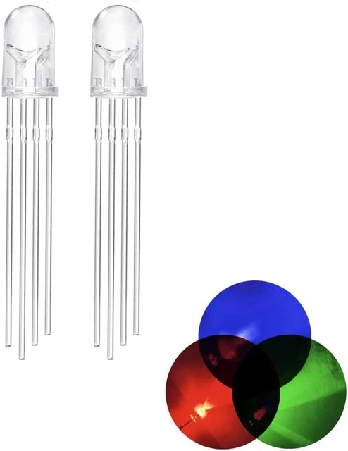 100Pcs 5Mm RGB LED Emitting Diode Micro Indicator Red Green Blue Multicolor Comm