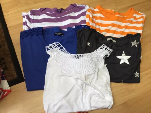 Pacchetto (5) Top Donna Cotone Vari Nomi High Street Prossimi Ecc Taglia Uk 14
