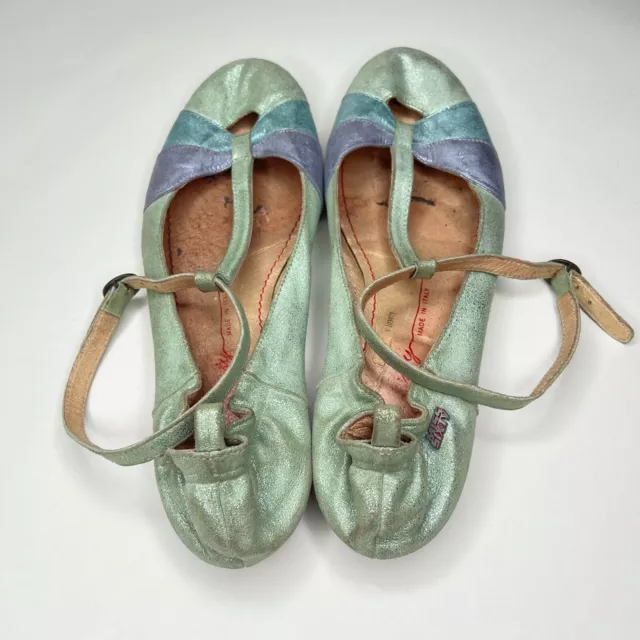 y2k MISS SIXTY leather teal ballet flats vintage 3