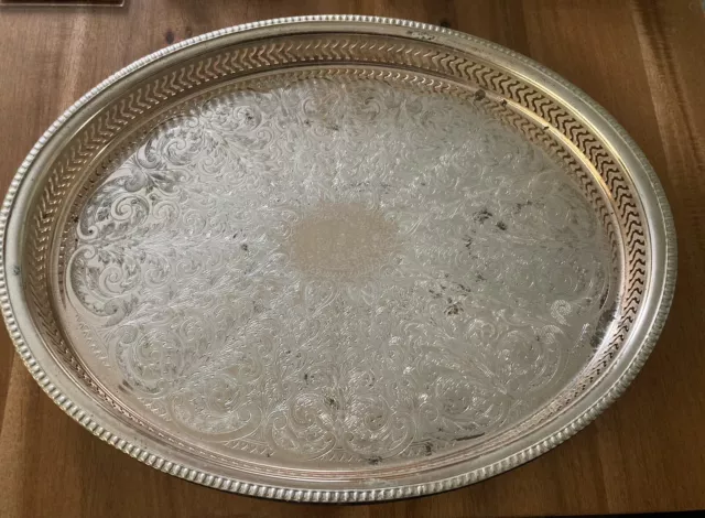 REDUCED Large Vintage/Retro Oval CAVALIER Silver Plated Decorative Serving Tray