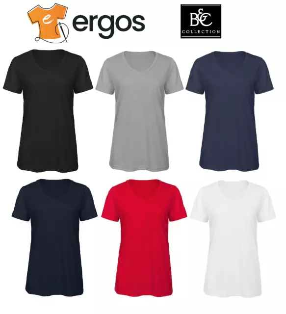 B&C T-shirt Scollo a V Traspirante Maglietta da Donna Maglia Sfiancata BCTW058