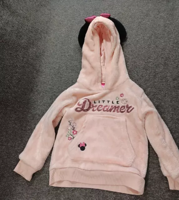 Disney Junior 2T Minnie Mouse Light Pink Fleece Hoodie With Minnie Ears & Pants