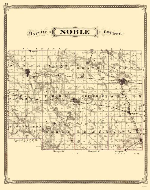 Noble County Indiana - Baskin 1876 - 23.00 x 29.21