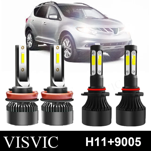 VISVIC LED Headlight Bulbs Conversion Kit 9005 H11 High Low Beam Super Bright