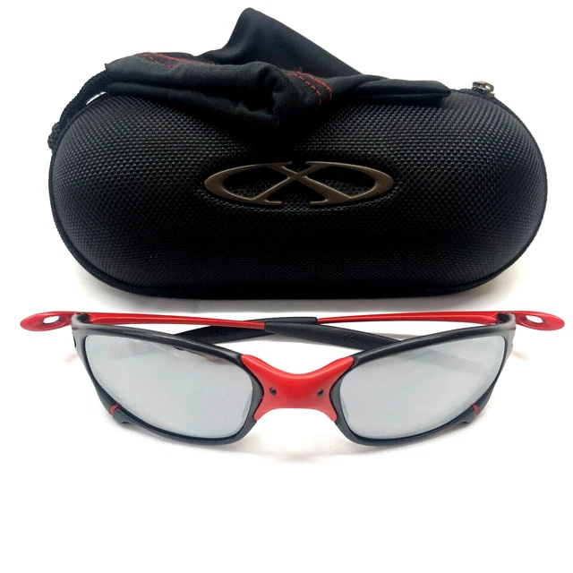 OAKLEY JULIET CUSTOM SUNGLASSES Black & Red Frames Polarized Lenses X Metal Case OAKLEY JULIET CUSTOM SUNGLASSES Black & Red Frames Polarized Lenses X Metal Case