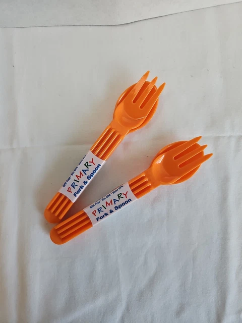 New Orange Primary Fork & Spoon by Arrow Home Products Toddler silverware 2 Sets