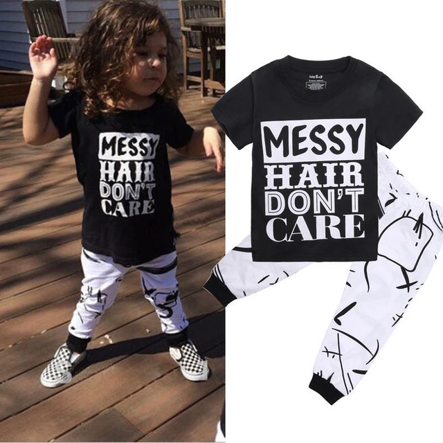 2 pz abiti T-shirt top + set pantaloni
