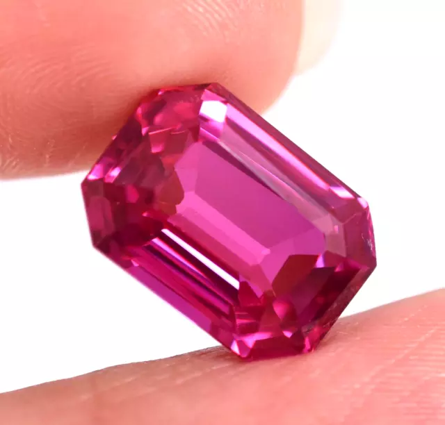 10.90 Ct Natural HOT Pink Ruby Excellent Radiant Cut 13x9 mm Loose Gemstone AAA+ 2