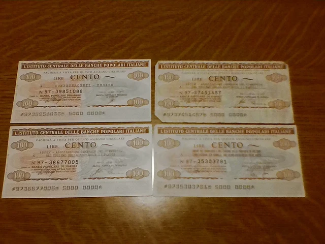 Miniassegni Ist. Cen. Banche Popolari Italiane - Lotto Ml1565 (N. 4 Emissioni)