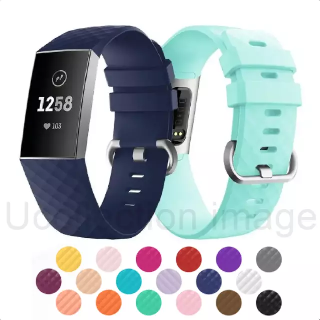 For Fitbit Charge 3 & 4 Strap Band Wristband Replacement Silicone Small Large UK