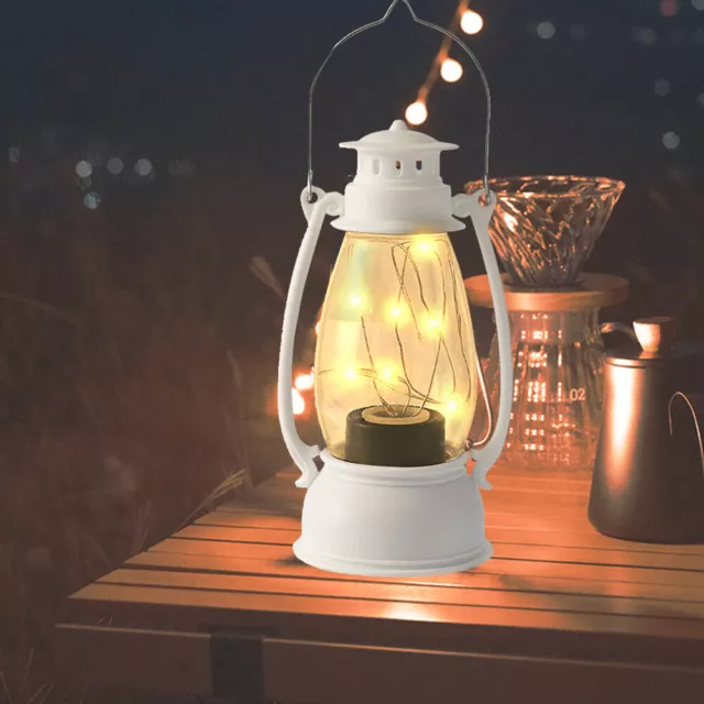 Lámpara de Atmósfera LED Adorno Vintage Vela Linterna Halloween Decoración (Blanco)