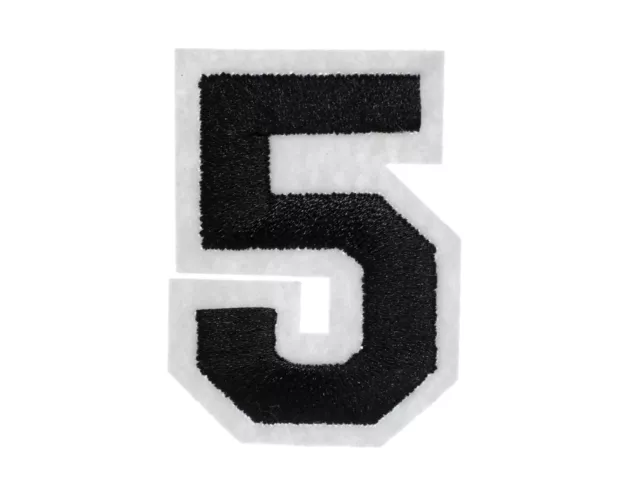 Number Five Iron-On Sew-On Aufbuegler Miniblings Black White College 5 Number