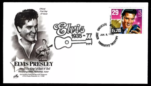 Usa, Scott # 2721, Artcraft Fdc Cover Elvis Presley Guitar Pictiorial Cancel