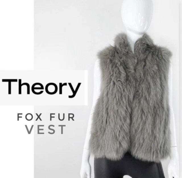 THEORY "Hanalee" Genuine Fox Fur Vest Size Color: Mid Charcoal L NWT $ 1295 THEORY "Hanalee" Genuine Fox Fur Vest Size Color: Mid Charcoal L NWT $ 1295