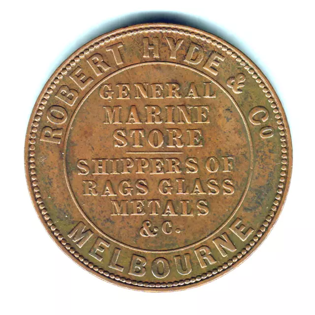 Australia Token. 1861 Hyde & Co - Penny.. Melbourne Vic..  aEF