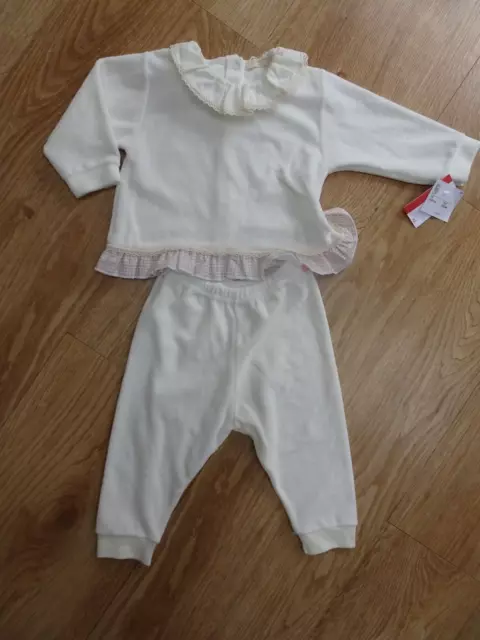 BABY GI girls cream velour 2 piece trousers & top set AGE 3 - 6 MONTHS NEW NWT