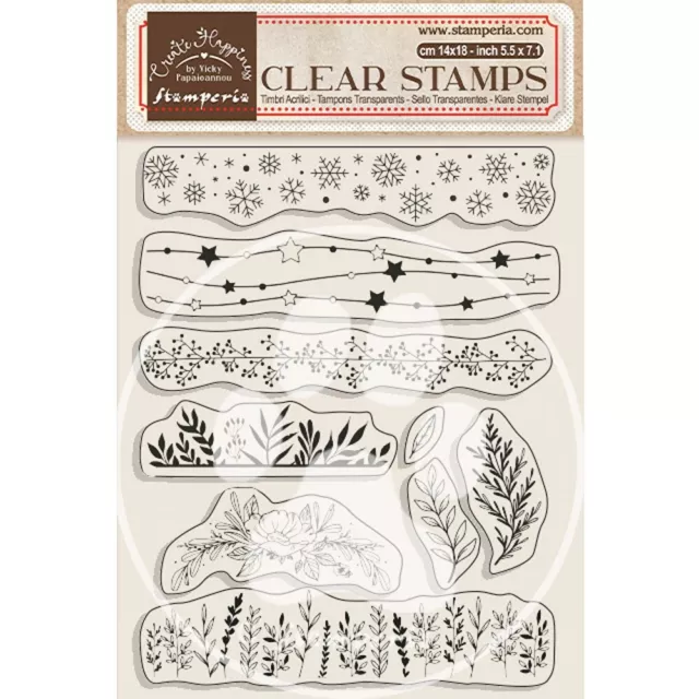 Create Happiness Christmas Plus Clear Stamps-Christmas Borders With Leaves WTK17