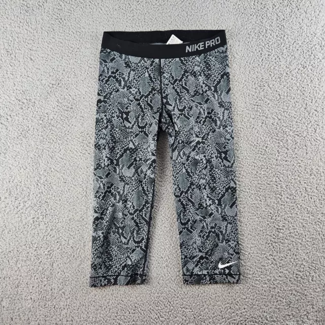 Nike Pro Leggings Womens Large Black Snake Print Cropped Capri Workout Pants